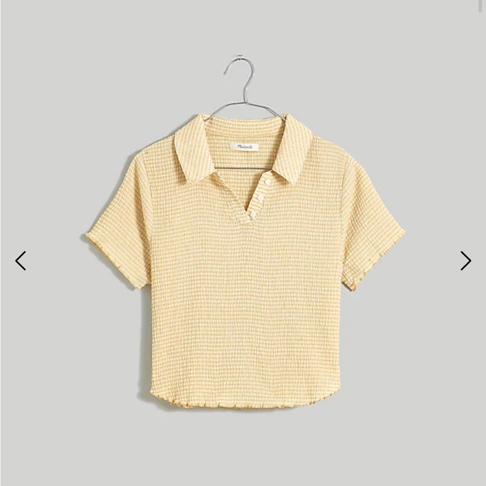 NWT! Madewell crinkle polo crop tee